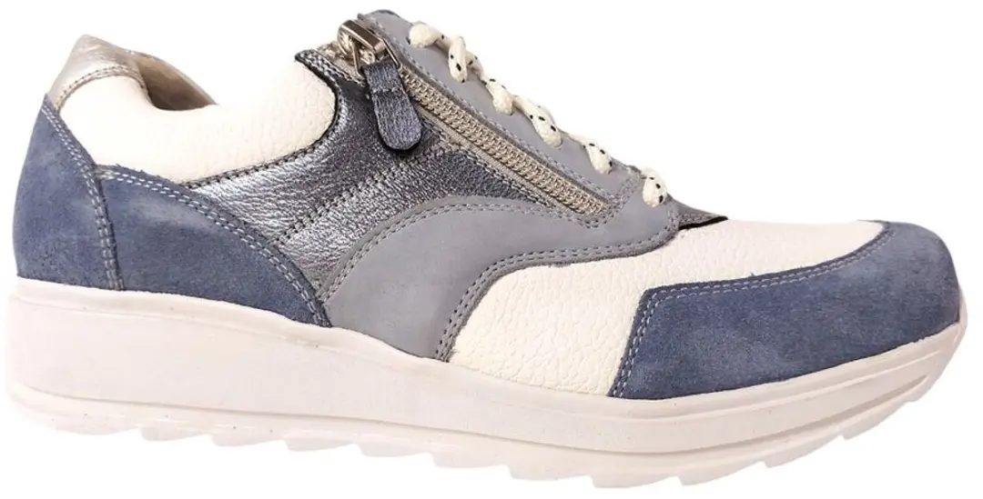 Durea Dames Sneaker 6279-685-1490 - Wit/Jeansblauw - Maat 42
