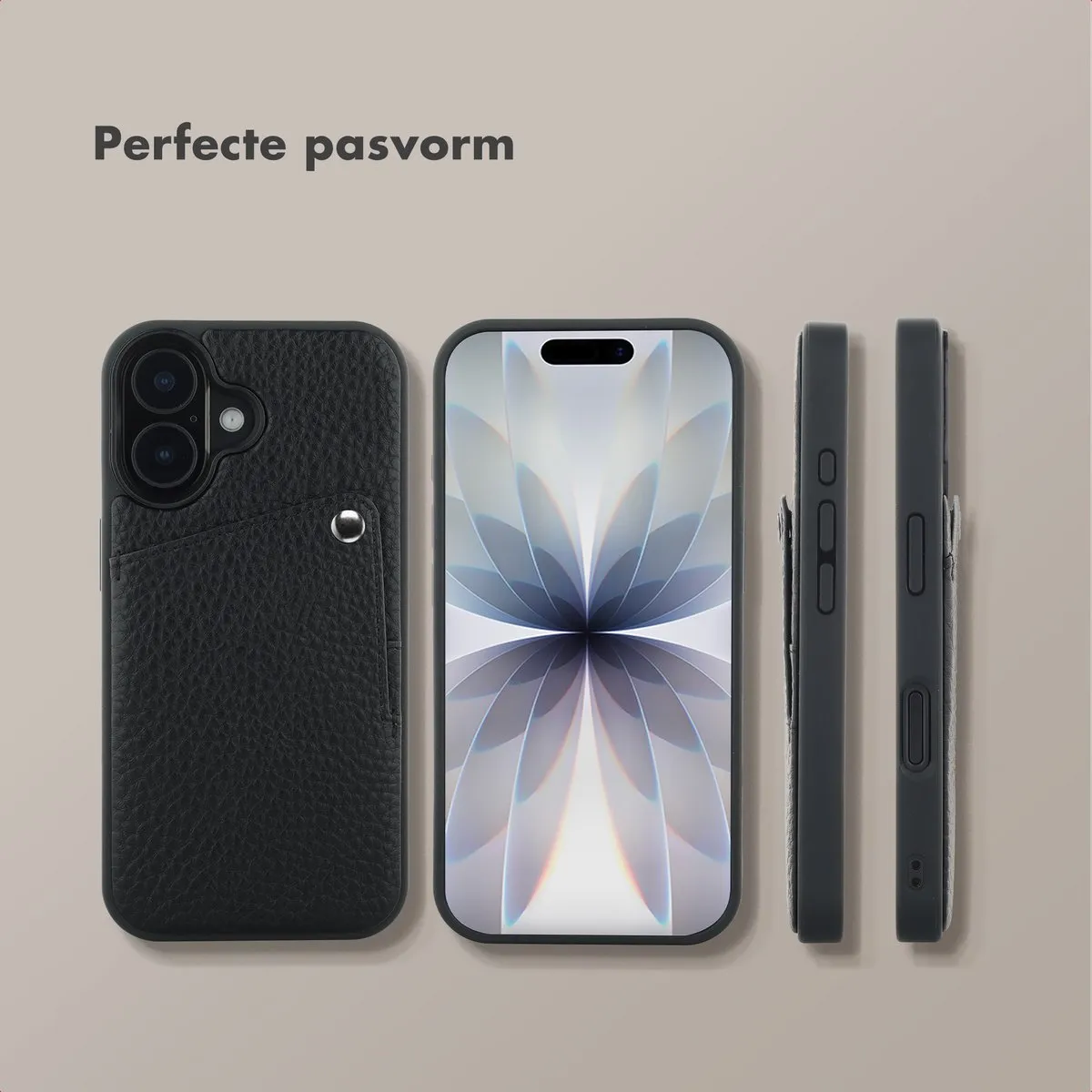 Selencia Hoesje iPhone 17 Backcover Zwart - 2 Pasjes - afbeelding 6 van 6