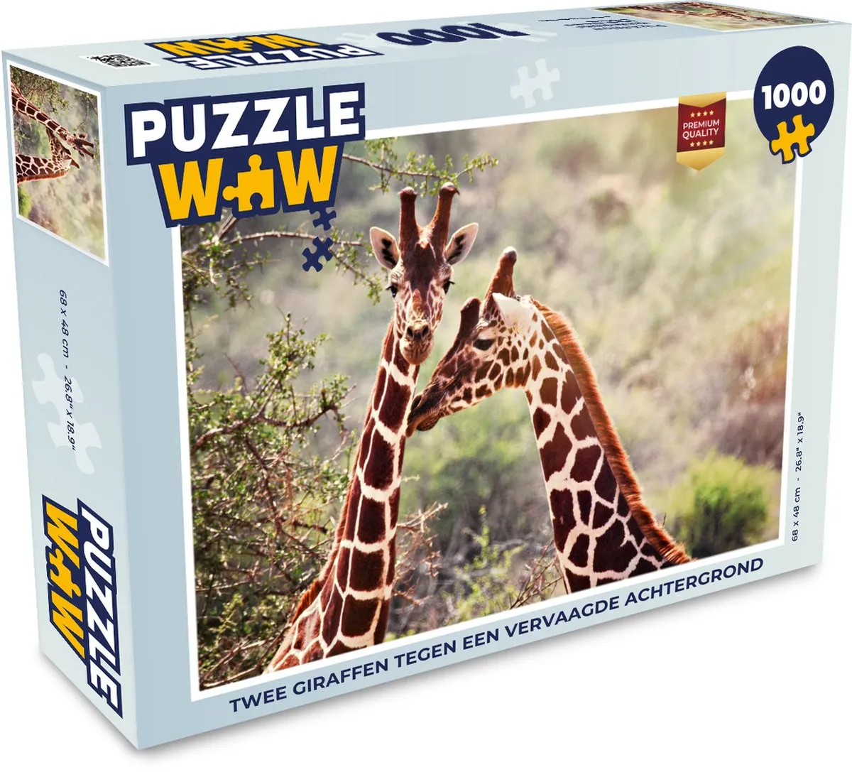 PuzzleWow Legpuzzel Twee Giraffen 1000 Stuks - Multicolor