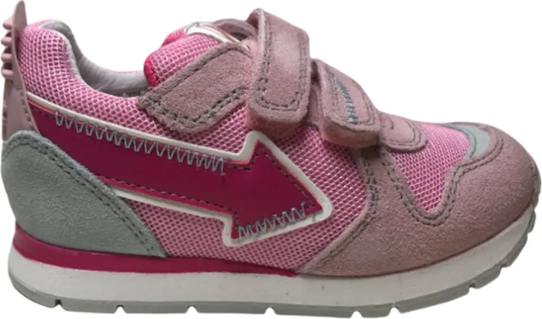 Naturino Mt 23 velcro's fuxia pijl lederen sportieve sneakers Crunch Roze grijs