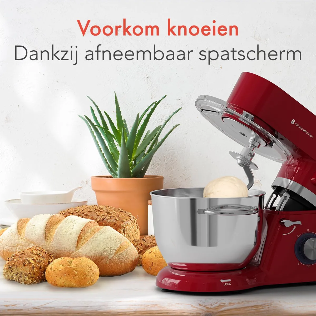KitchenBrothers Keukenrobot 1400W - Rood