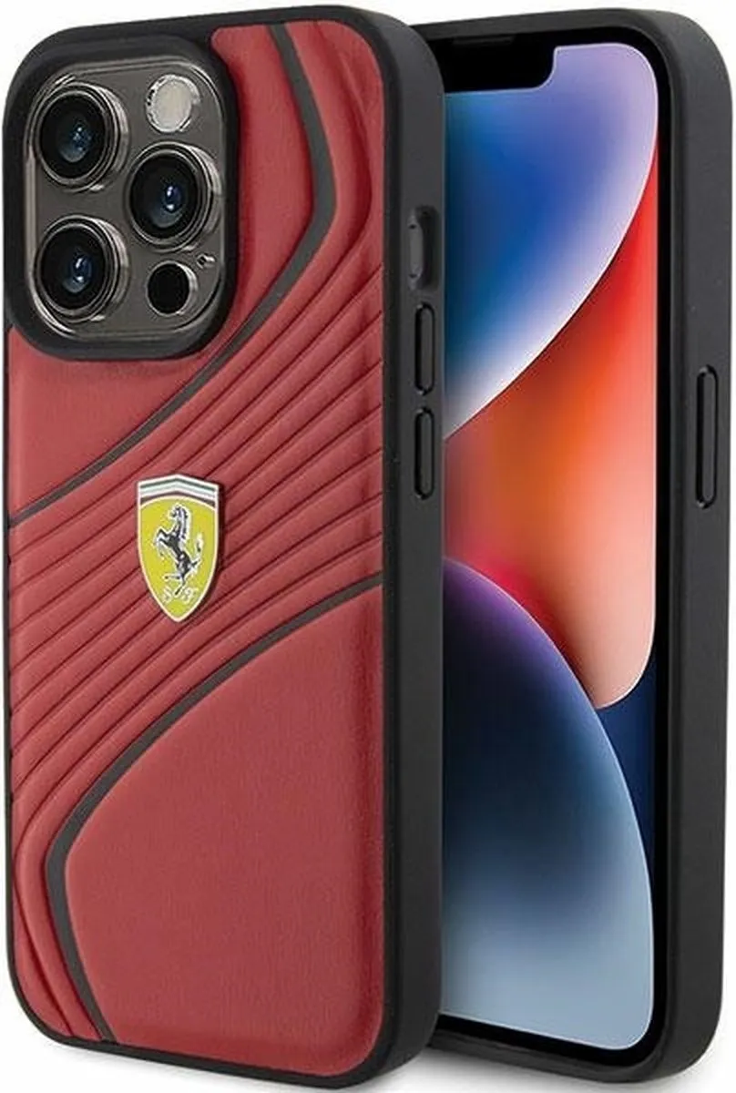 Ferrari Twist Metal Logo Back Case Rood