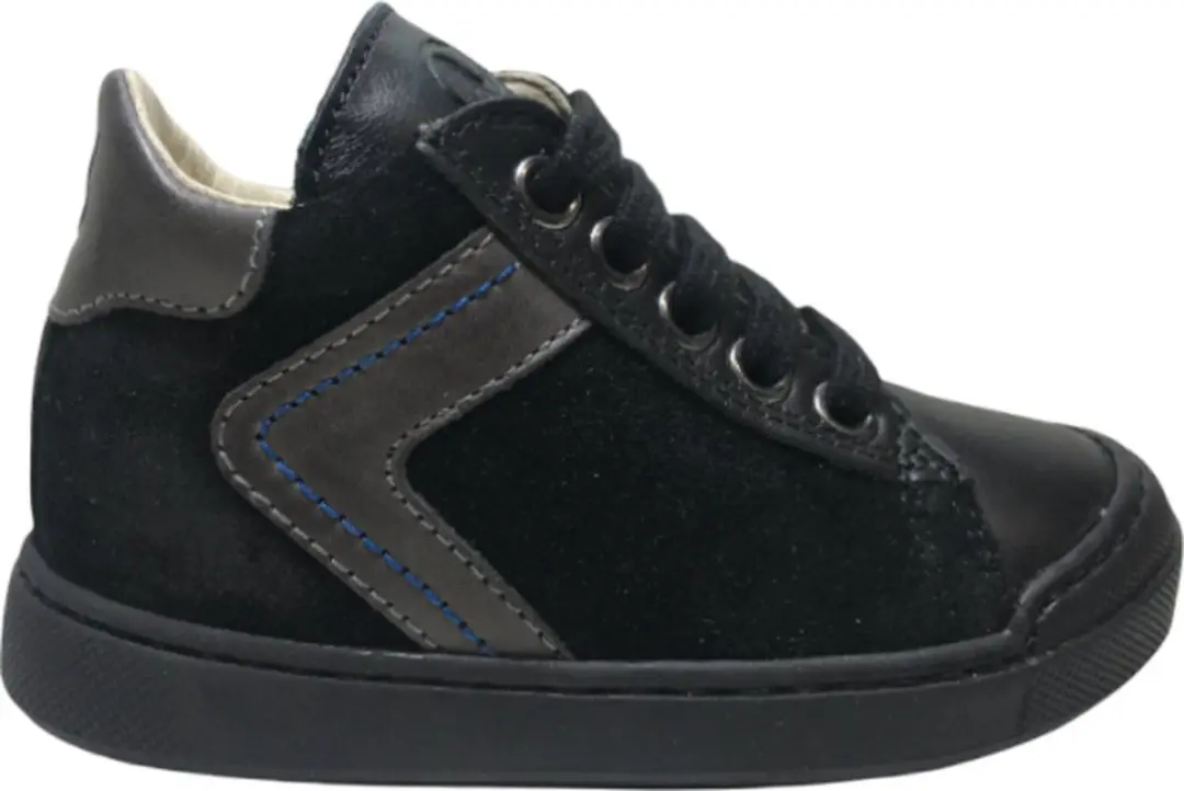 Naturino veter/rits bumper hoge lederen sneakers Heist zwart grijs mt 21