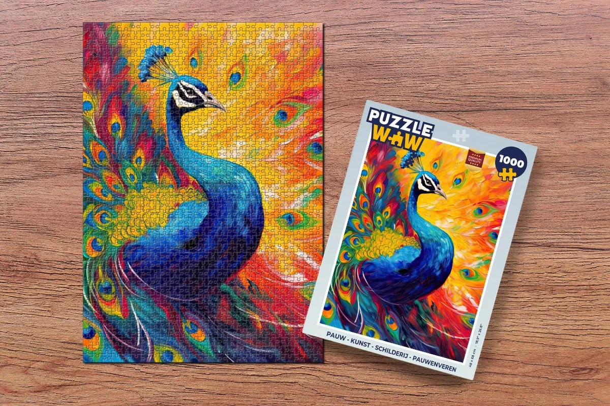 PuzzleWow Pauwenveren Legpuzzel 1000 Stuks - Multicolor