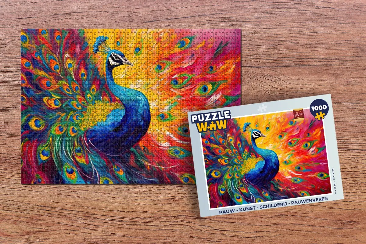 PuzzleWow Pauwenveren Legpuzzel 1000 Stuks - Multicolor