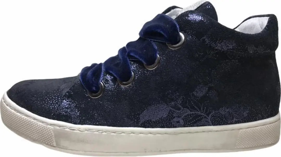 Naturino rits veter bloemen print lederen hoge sneakers Halle navy mt 30