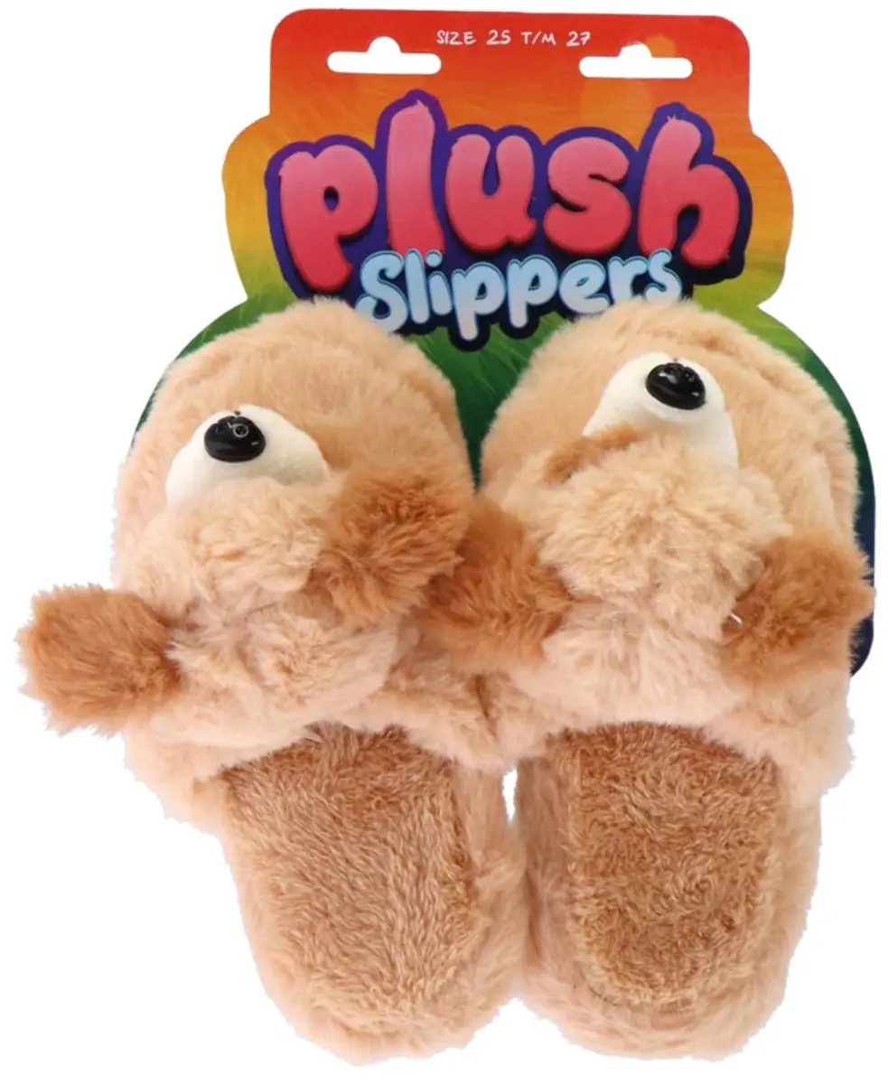 Toi-Toys Pluche Kinderpantoffels Hond Maat 25-27 - Beige - afbeelding 5 van 6