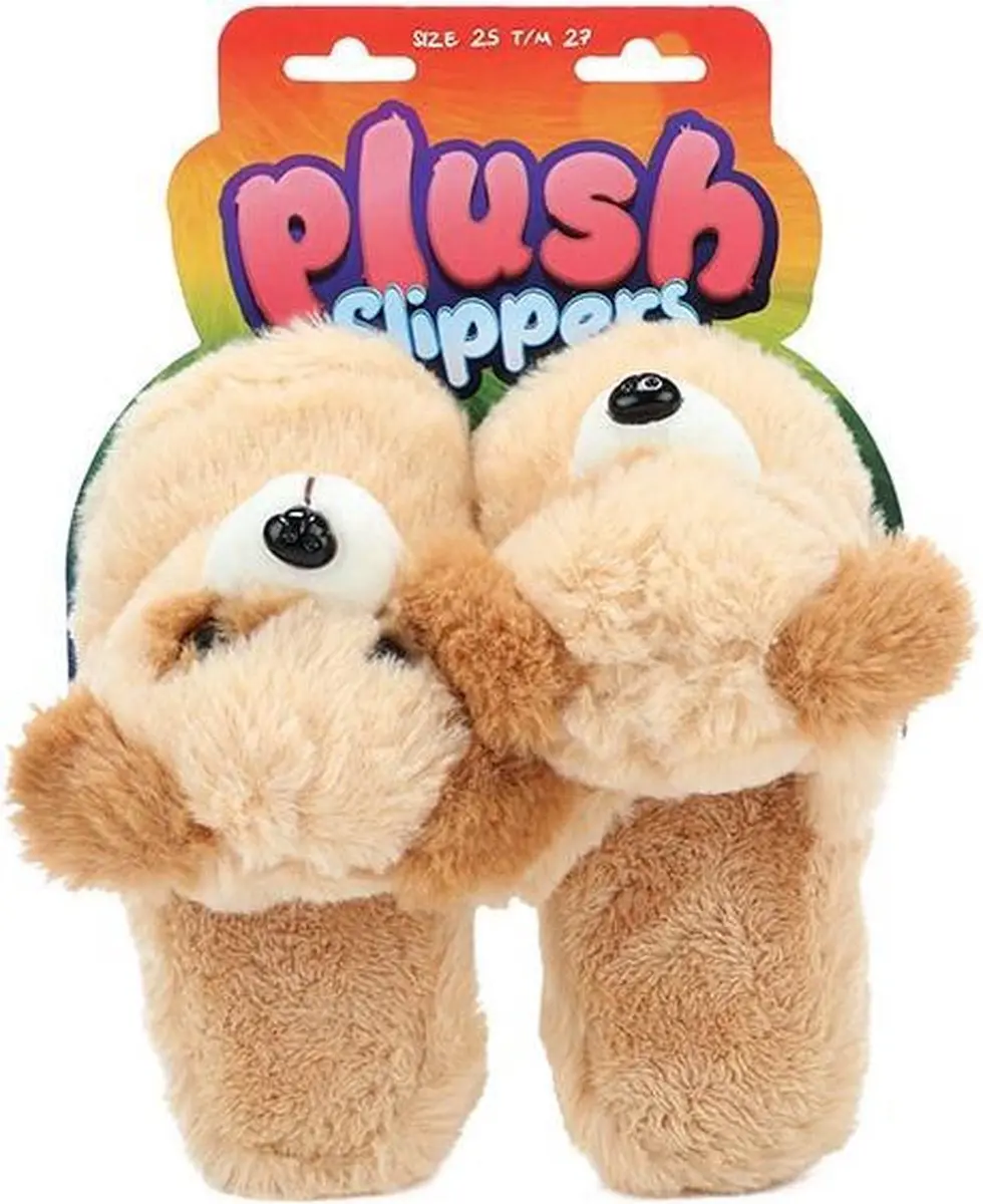 Toi-Toys Pluche Kinderpantoffels Hond Maat 25-27 - Beige - afbeelding 2 van 6