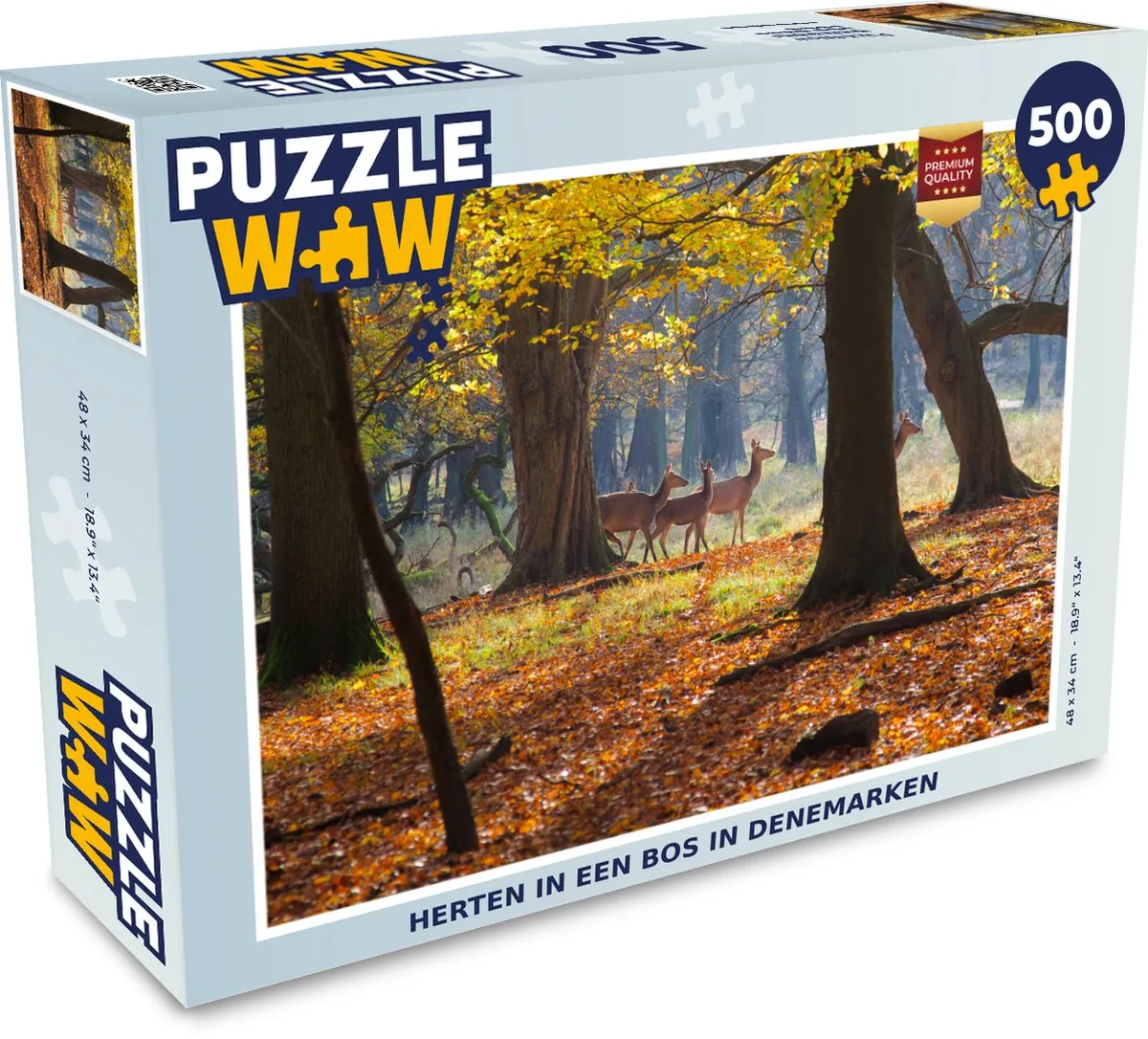 PuzzleWow Legpuzzel Herten in een bos in Denemarken 500 Stuks - Multicolor
