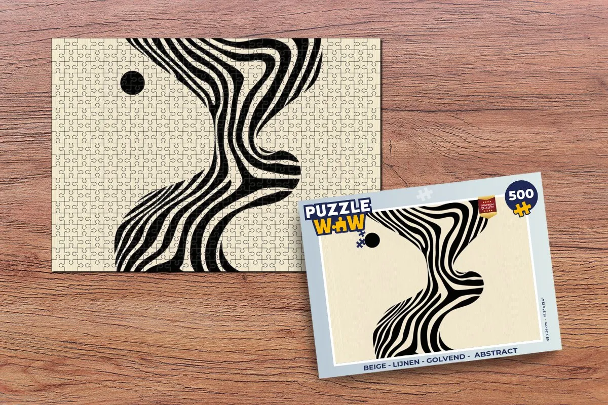 PuzzleWow Legpuzzel 500 Stuks - Beige Lijnen/Golvend