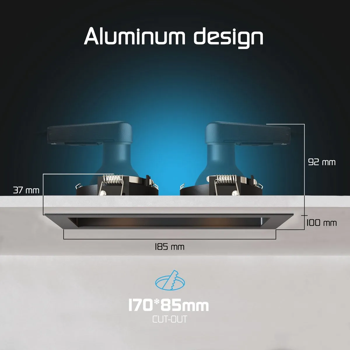 LEDVION LED Inbouwspot Dubbel Rechthoek 185x100mm - Zwart - 4,9W