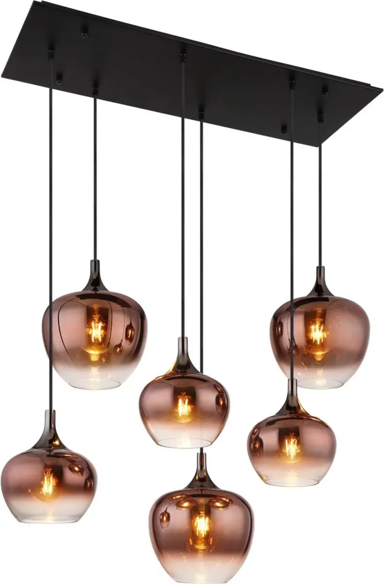 Globo Maxy Hanglamp - 6x E27 - Rood - afbeelding 4 van 6