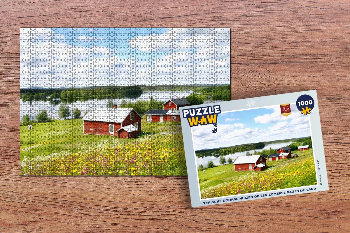 PuzzleWow Legpuzzel Typische Noorse Huizen 1000 Stuks - Multicolor