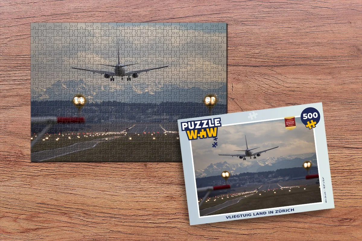 PuzzleWow Vliegtuig Land in Zürich Legpuzzel 500 Stuks - Multicolor