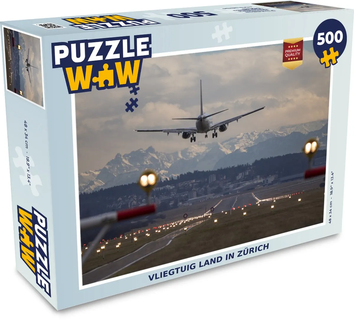 PuzzleWow Vliegtuig Land in Zürich Legpuzzel 500 Stuks - Multicolor