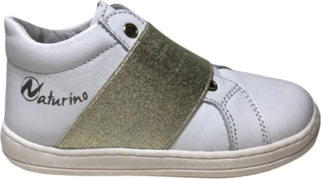 Naturino Mt 26 gouden elastiek lederen sneakers 4701 Wit