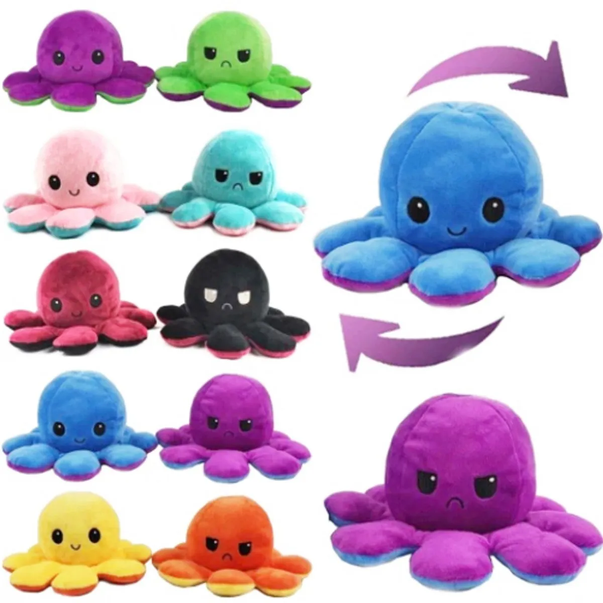 Topknuffels Octopus Mood Pluche Knuffel 15cm - Roze