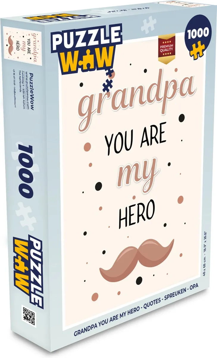PuzzleWow Grandpa you are my hero Legpuzzel 1000 Stuks - Multicolor