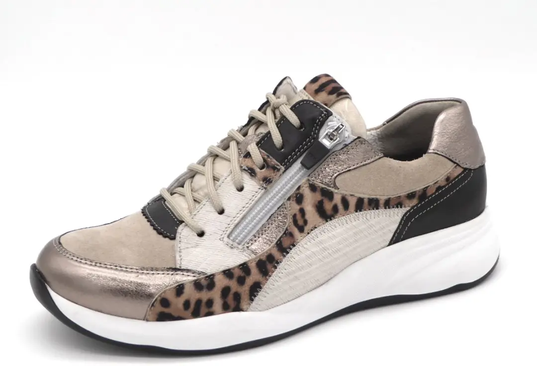 Durea 6318 H Lage Sneakers - Wit/Beige - Maat 39