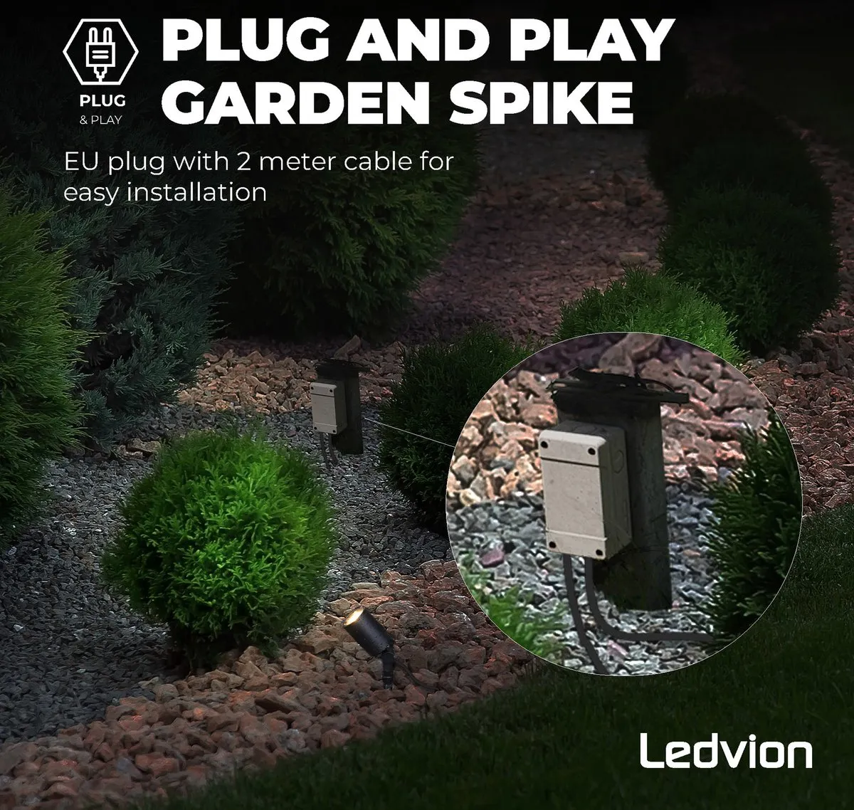 Ledvion LED Grondspot GU10 IP65 - 3W - Zwart