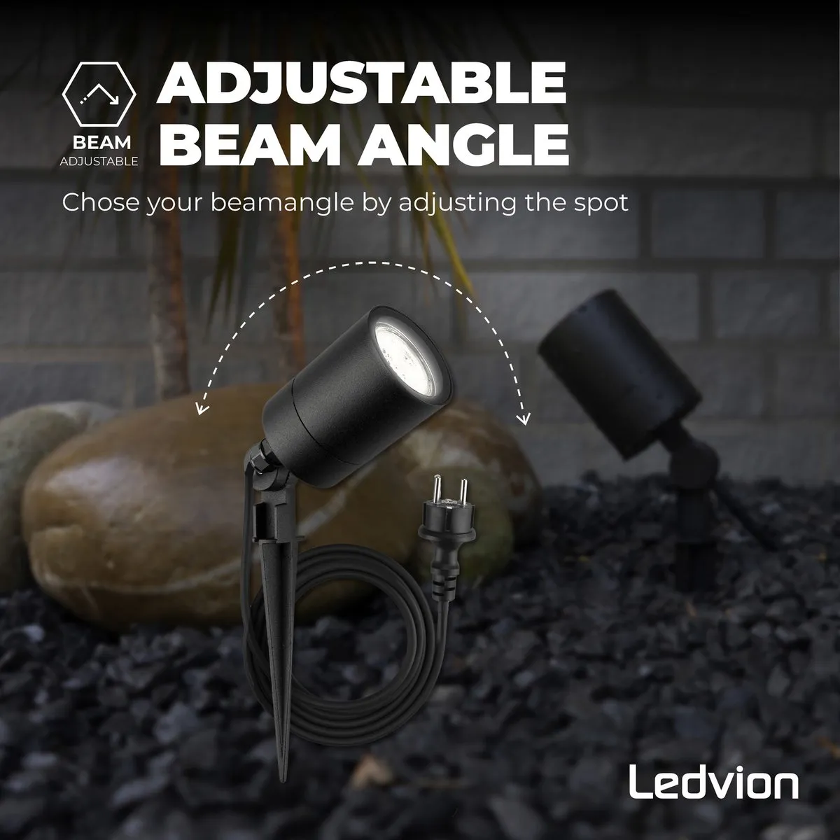 Ledvion LED Grondspot GU10 IP65 - 3W - Zwart