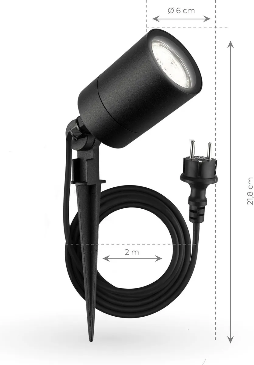 Ledvion LED Grondspot GU10 IP65 - 3W - Zwart