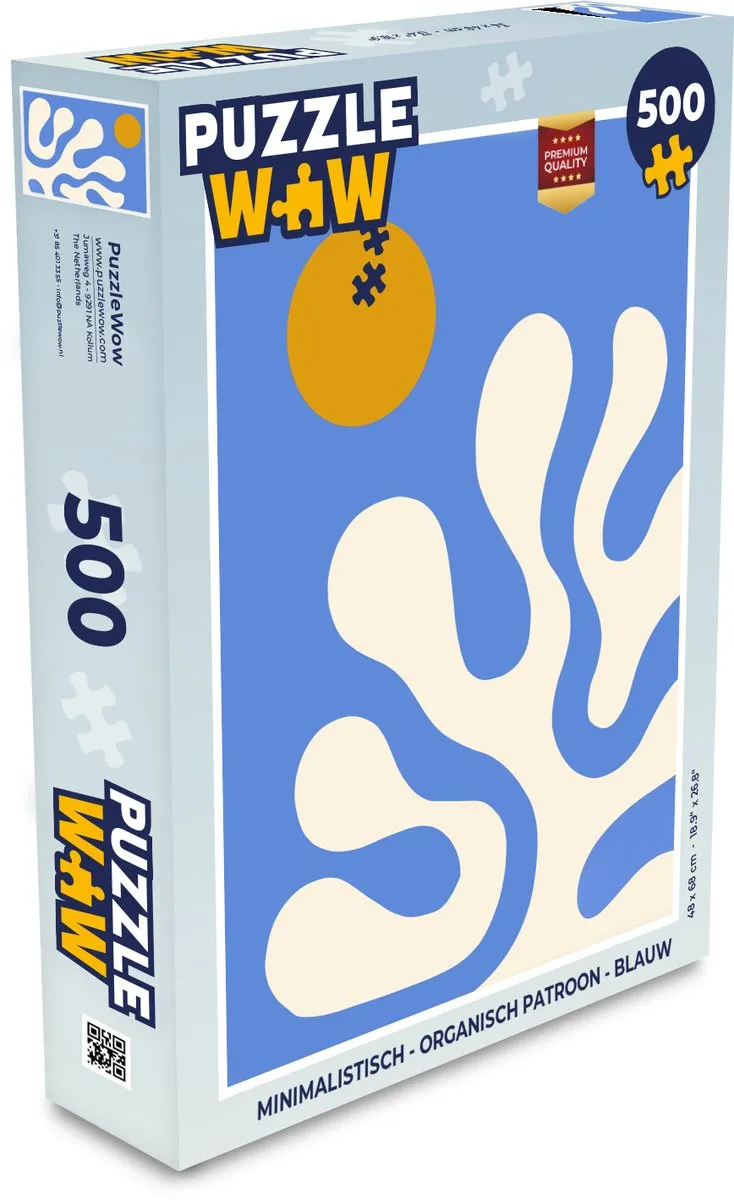 PuzzleWow Minimalistisch Organisch Legpuzzel 500 Stuks - Blauw