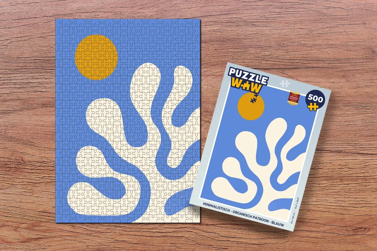 PuzzleWow Minimalistisch Organisch Legpuzzel 500 Stuks - Blauw