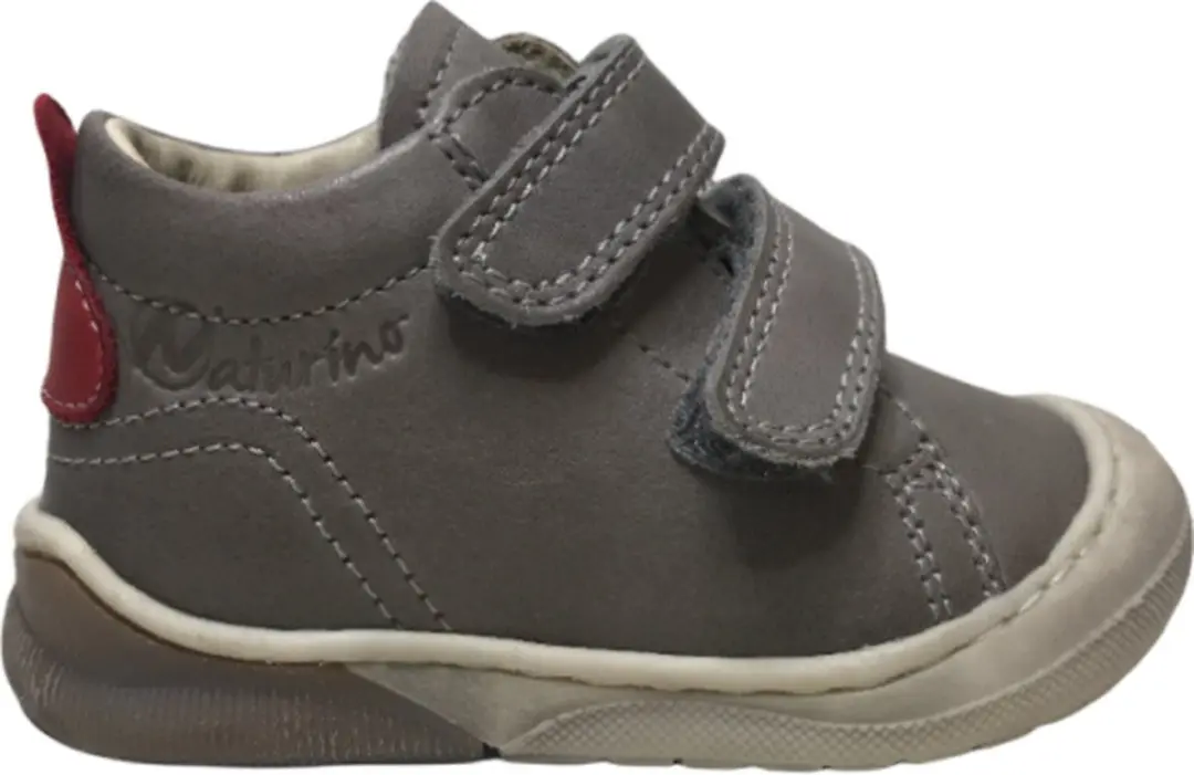 Naturino Mt 20 velcro bumper lederen sneakers Punky -grijs rood
