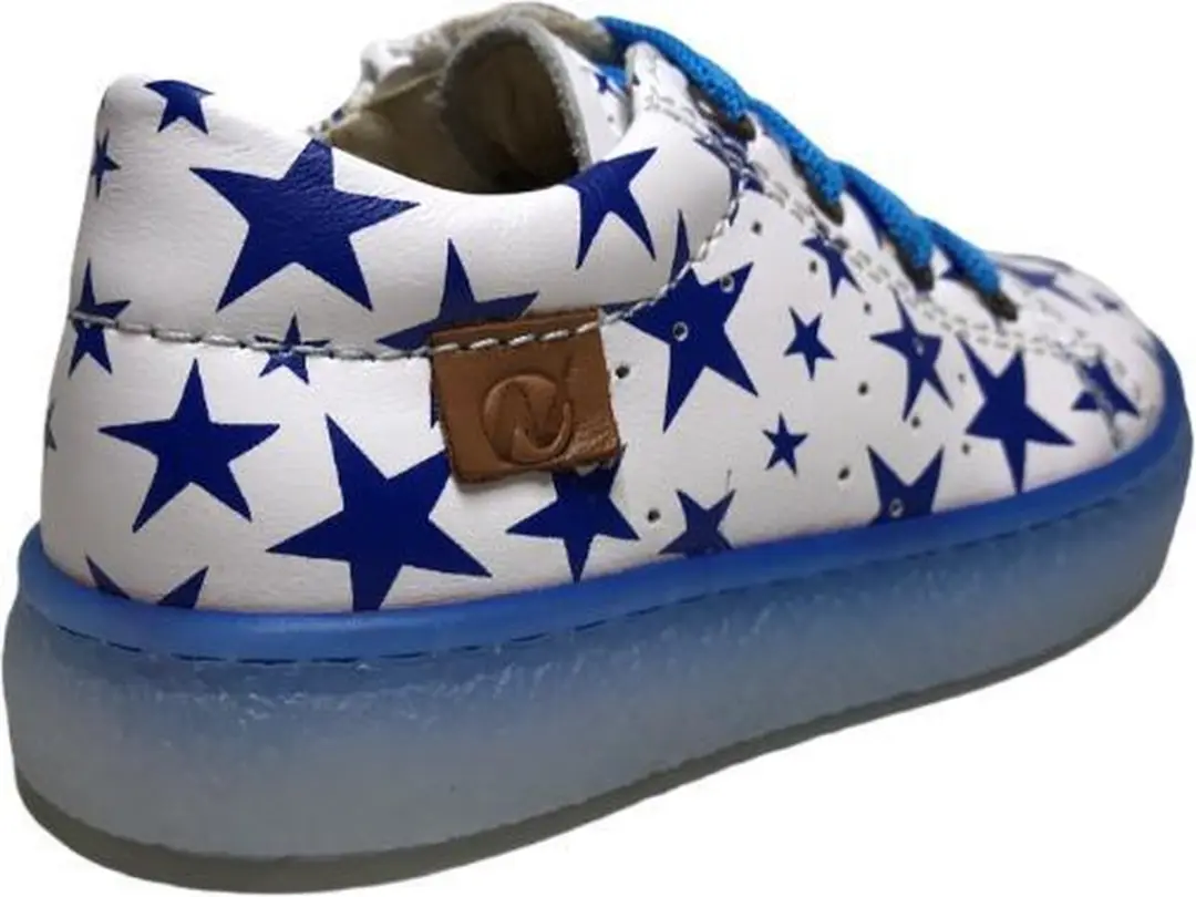 Naturino veter rits blauwe sterren lederen sneakers Cycas wit blauw mt 24
