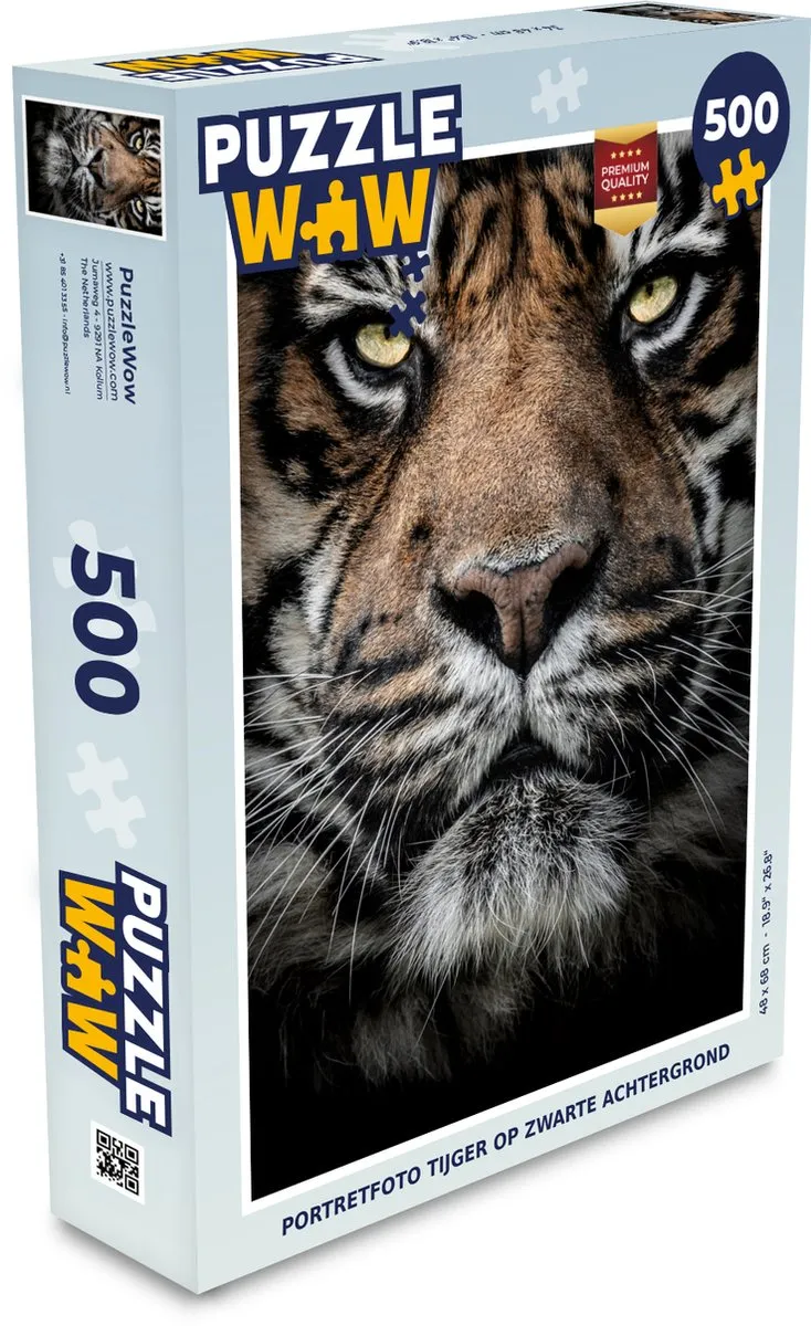 PuzzleWow Legpuzzel Portretfoto Tijger 500 Stuks - Multicolor