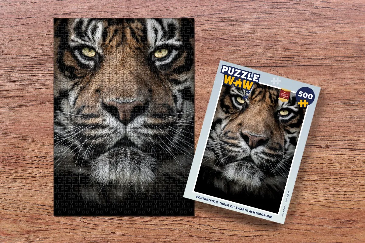 PuzzleWow Legpuzzel Portretfoto Tijger 500 Stuks - Multicolor