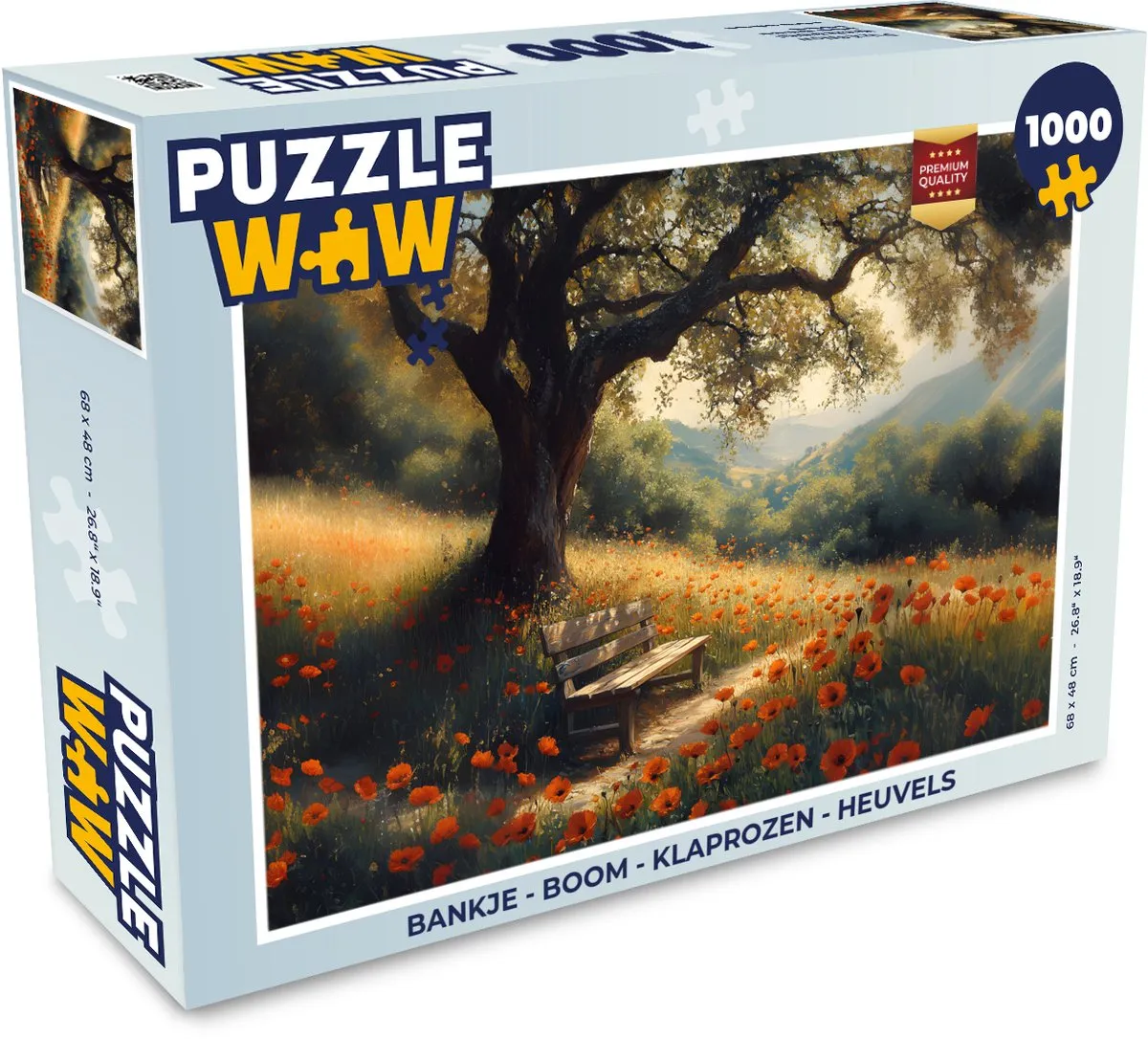 PuzzleWow Boom Klaprozen Legpuzzel 1000 Stuks - Bankje Heuvels