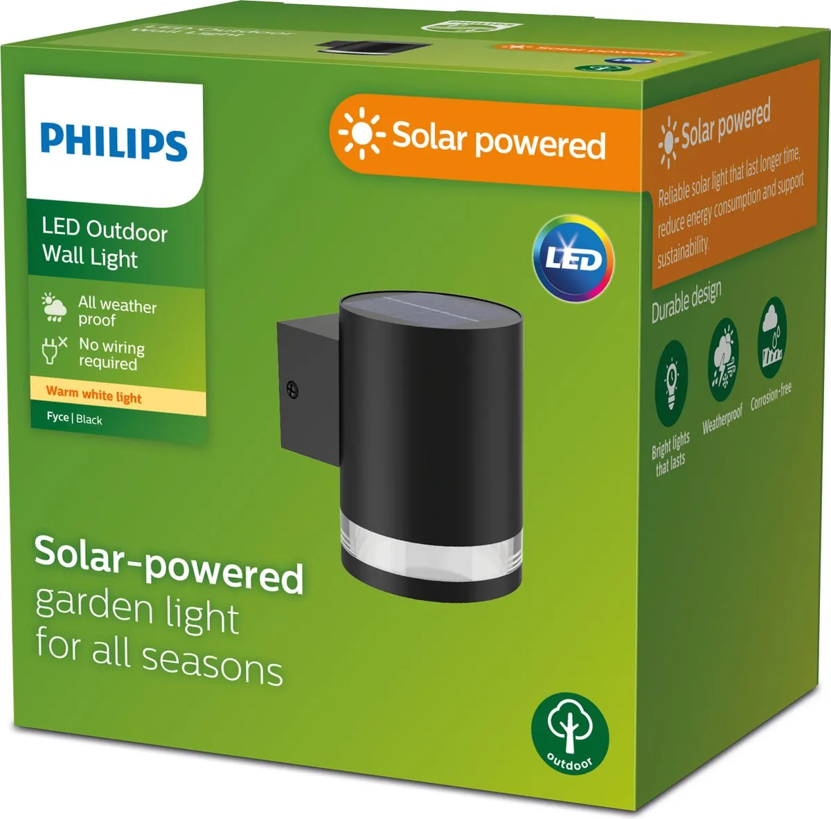 Philips Fyce Solar Wandlamp - Zwart