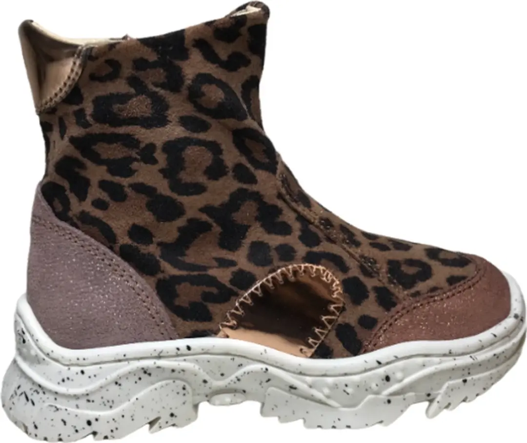 Naturino Mt 23 rits bling bling stoere lederen laarsjes Bruce roze leopard