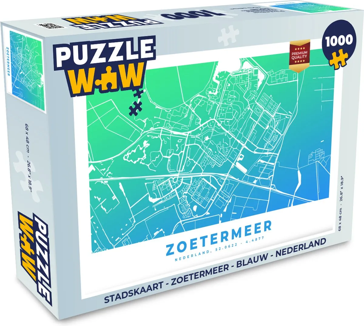 PuzzleWow Stadskaart Zoetermeer Legpuzzel 1000 Stuks
