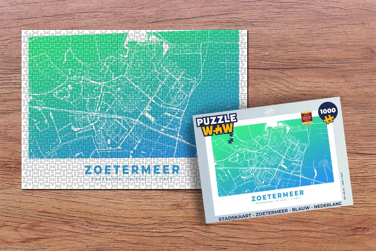 PuzzleWow Stadskaart Zoetermeer Legpuzzel 1000 Stuks - Multicolor