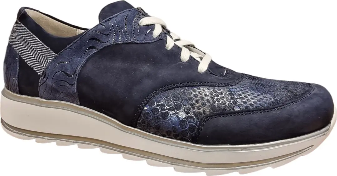Durea Blauwe Veterschoenen Wijdte H