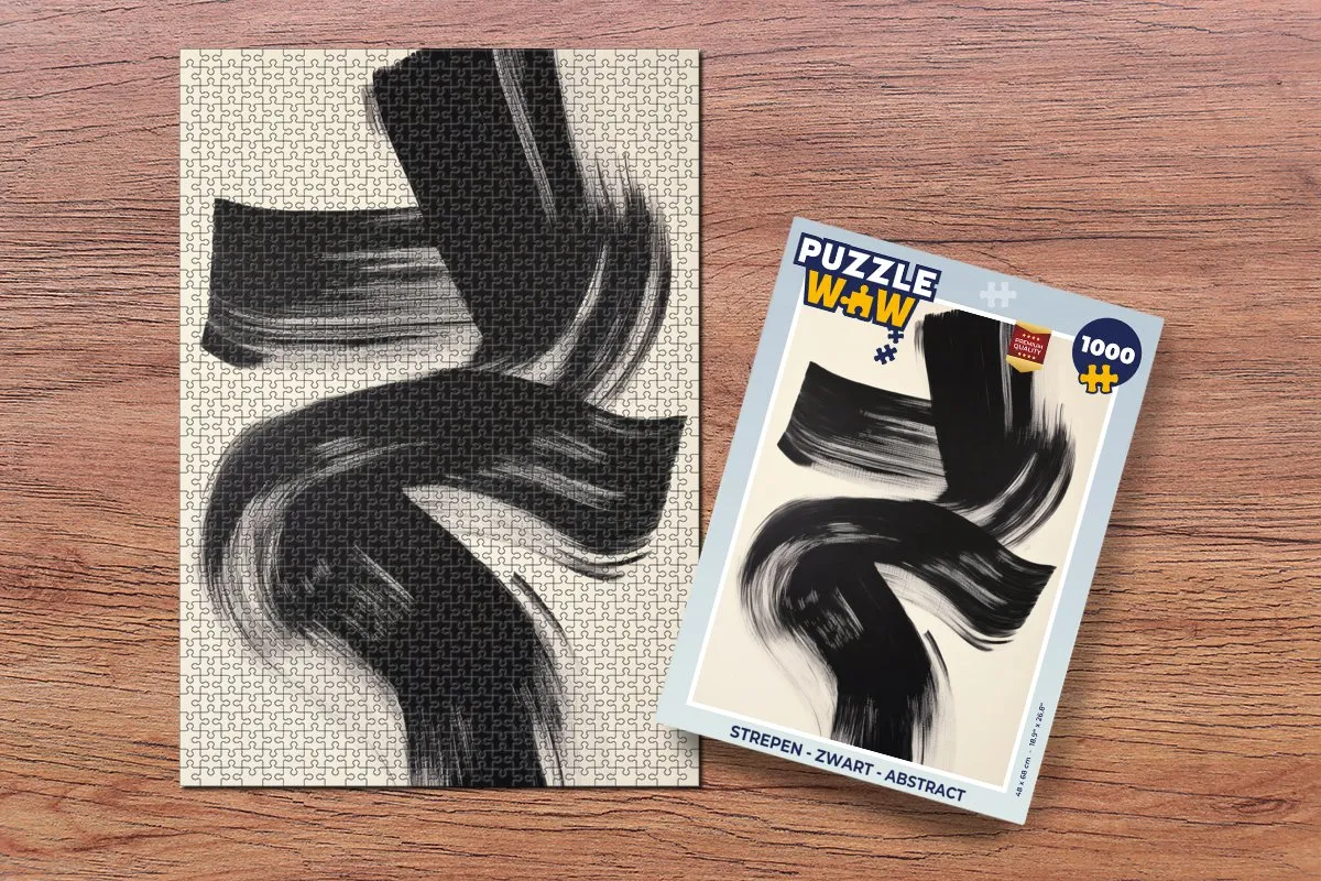 PuzzleWow Strepen Legpuzzel 1000 Stuks - Zwart