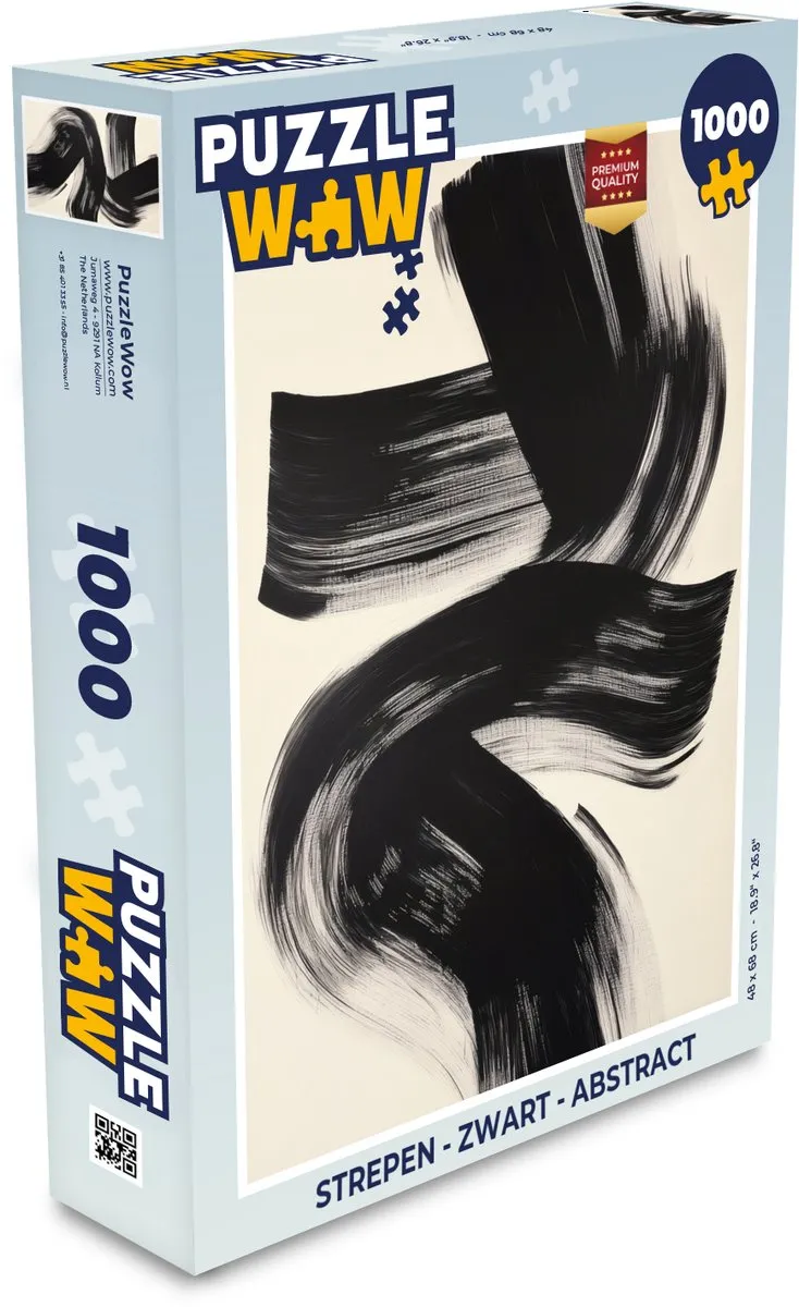 PuzzleWow Strepen Legpuzzel 1000 Stuks - Zwart