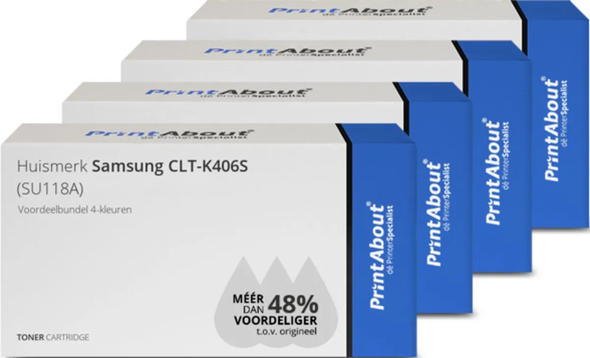 PrintAbout CLT-K406S Toner 4-kleuren - 1.750 pagina's - o.a. Samsung