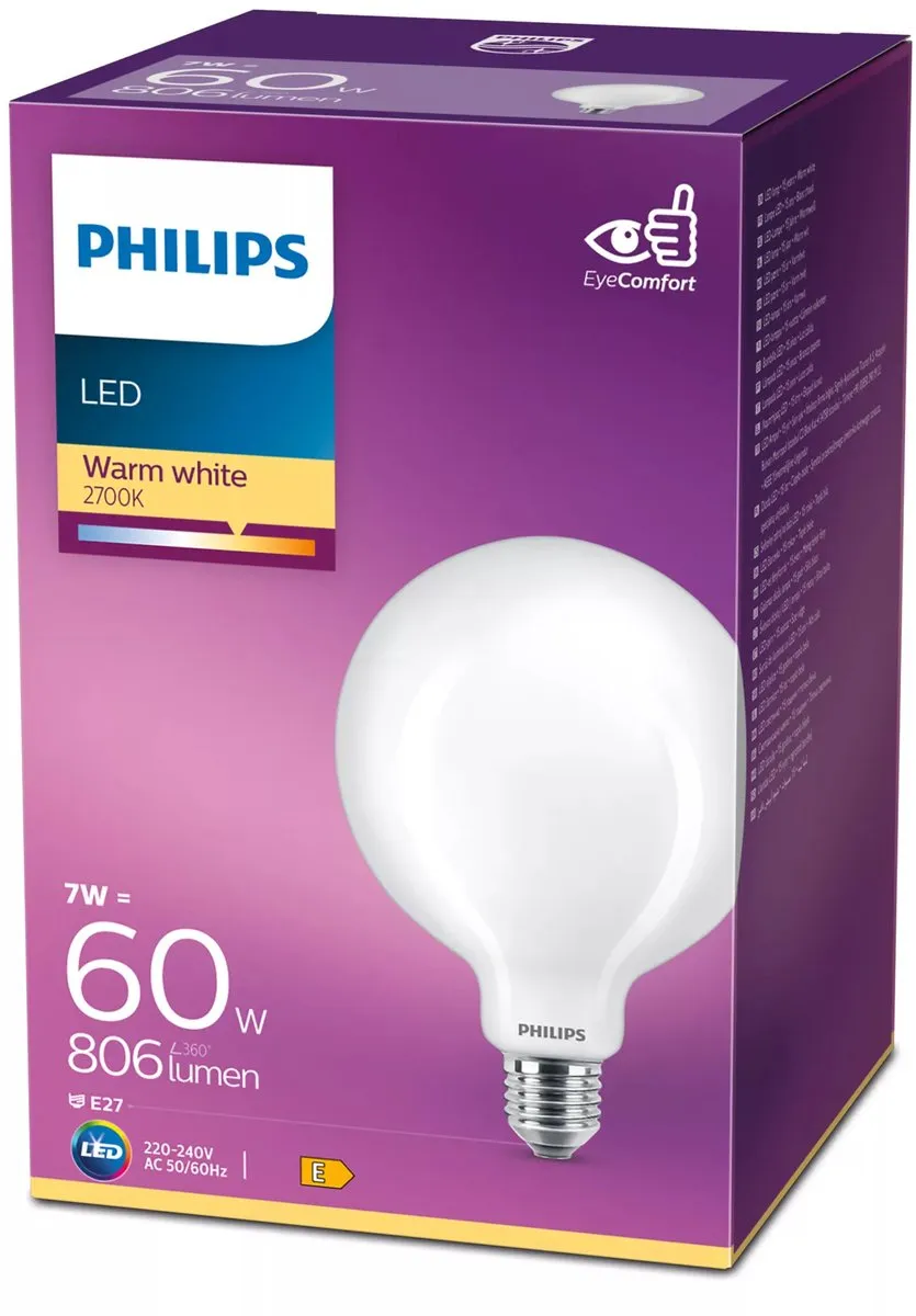 Philips LED Globelamp E27 7W Warmwit Mat