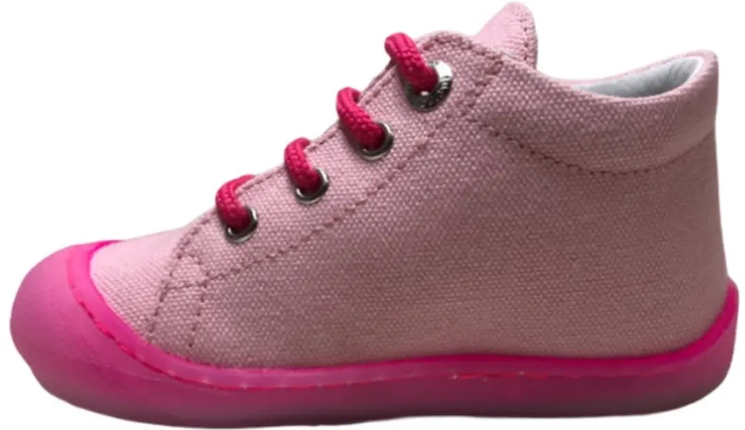 Naturino veters bumper effen canvas schoenen Cocoon fluo roze mt 19