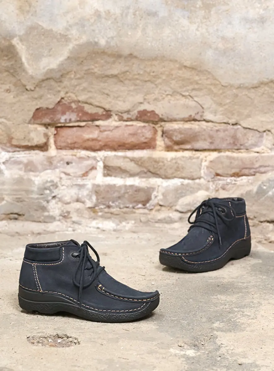 Wolky Roll Shoot Hoge Veterschoenen 0624216-800 - Blauw Nubuck
