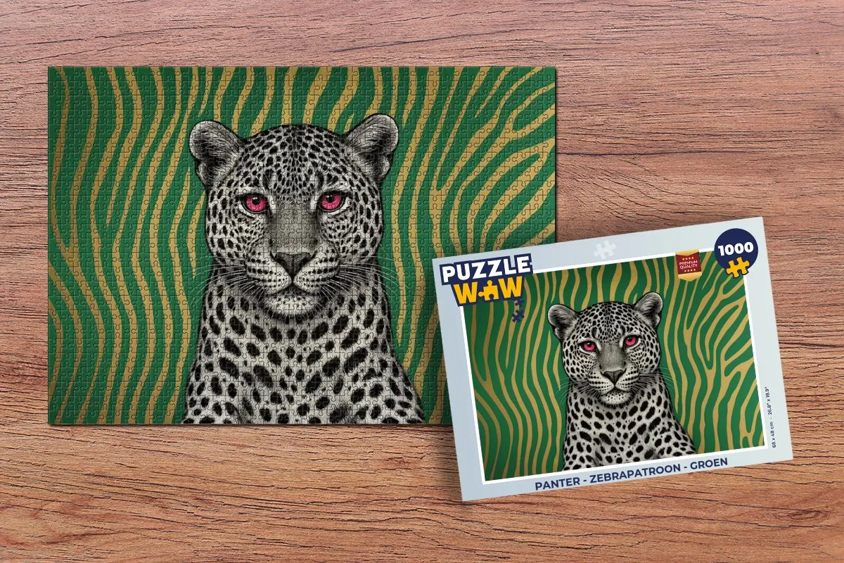 PuzzleWow Panter Legpuzzel 1000 Stuks - Zebrapatroon Groen