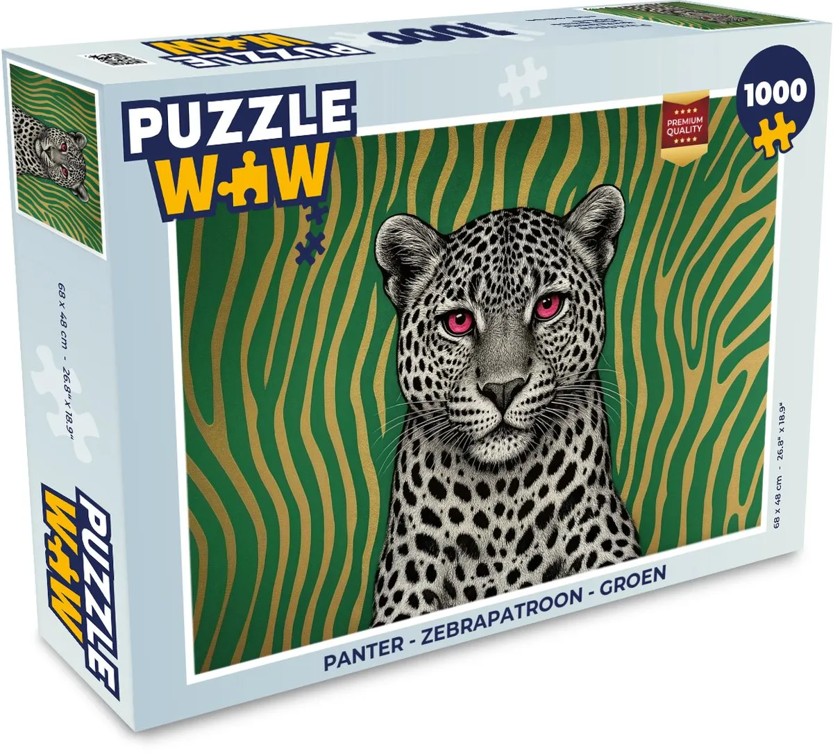 PuzzleWow Panter Legpuzzel 1000 Stuks - Zebrapatroon Groen