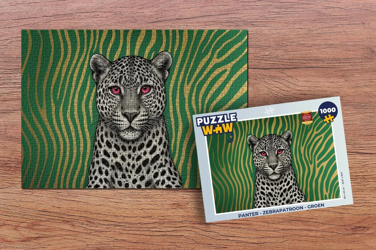 PuzzleWow Panter Legpuzzel 1000 Stuks - Zebrapatroon Groen