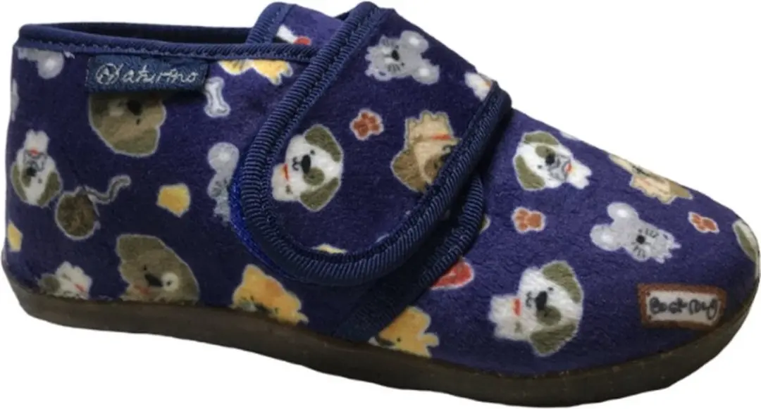 Naturino velcro huisdieren velvet pantoffel blauw mt 20