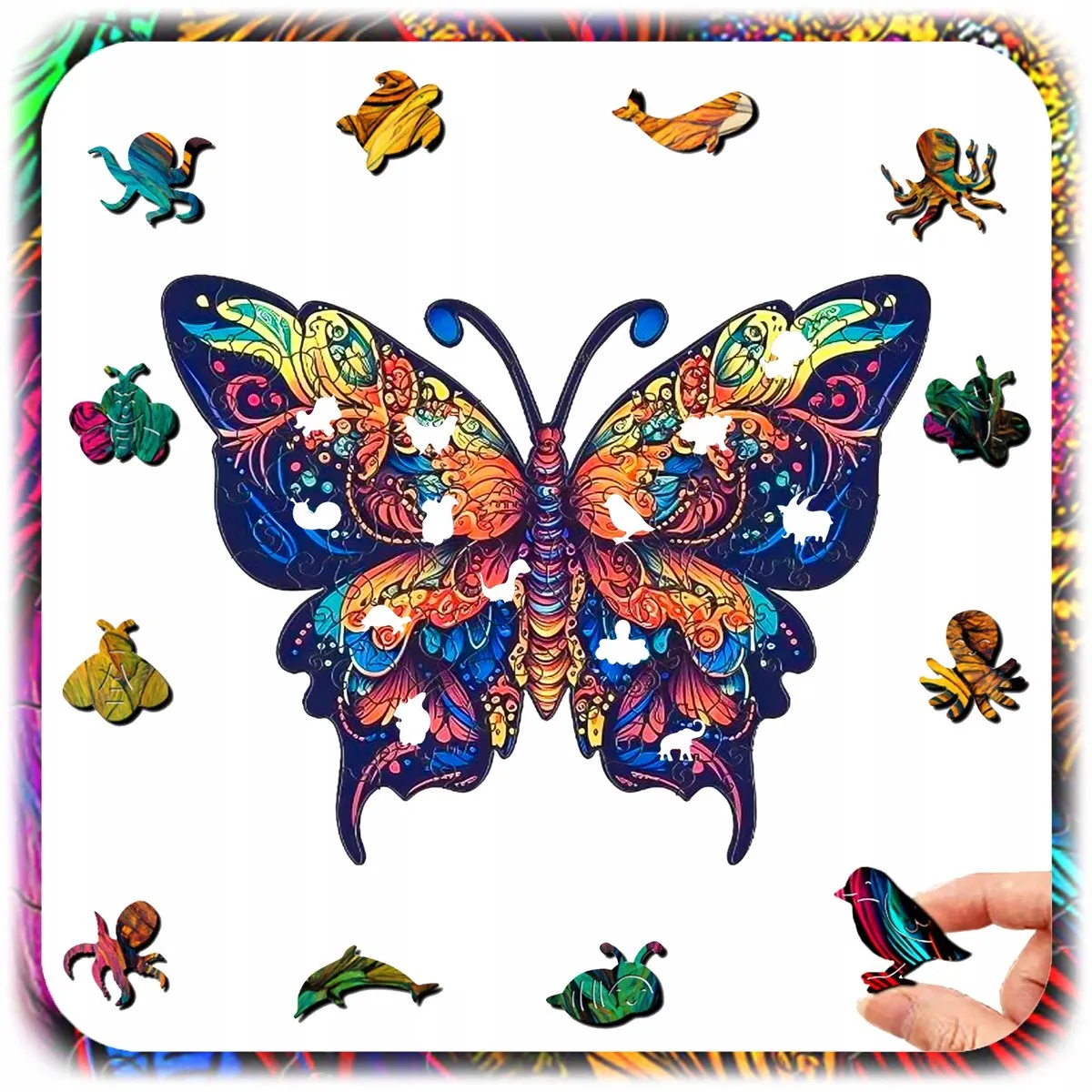 Pixel Houten Puzzel 164 Stuks - Dubbelzijdig - Multicolor