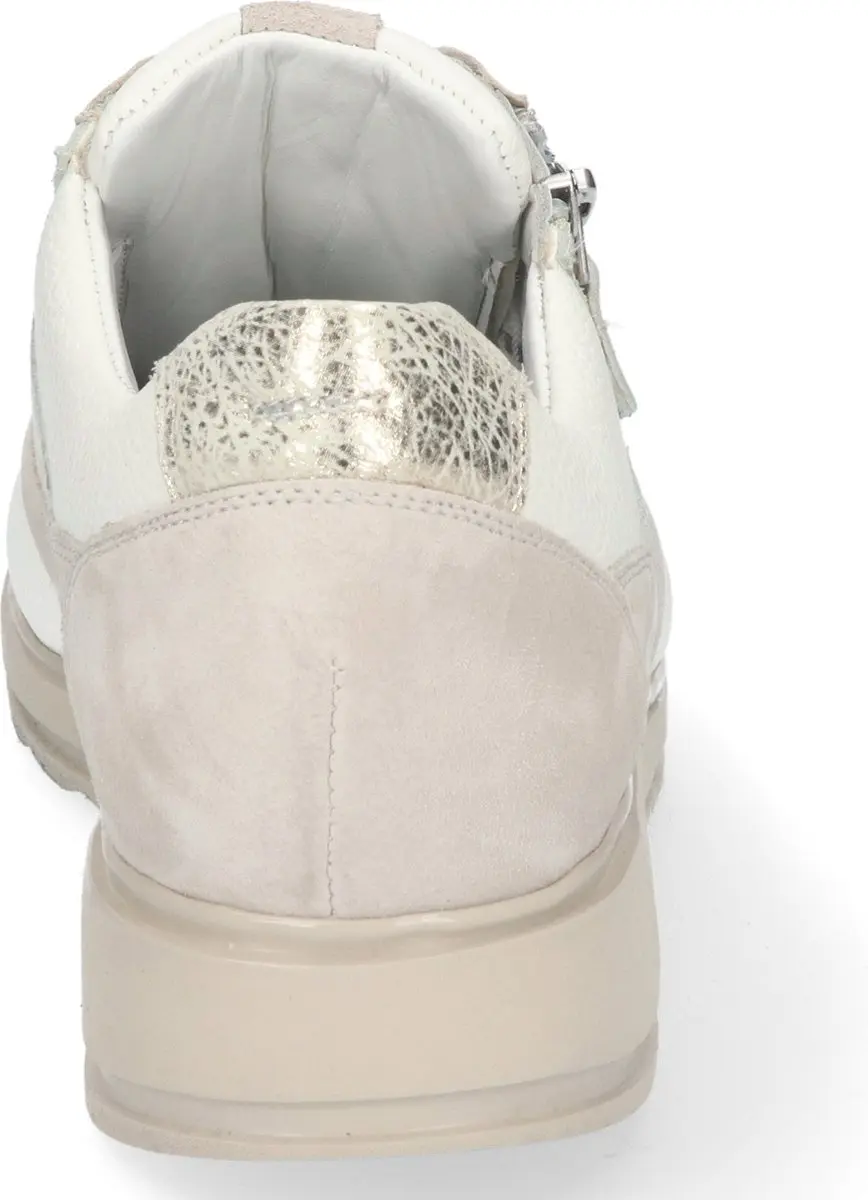 Durea 6279 H Lage Sneakers Dames - Wit/Beige - Maat 41